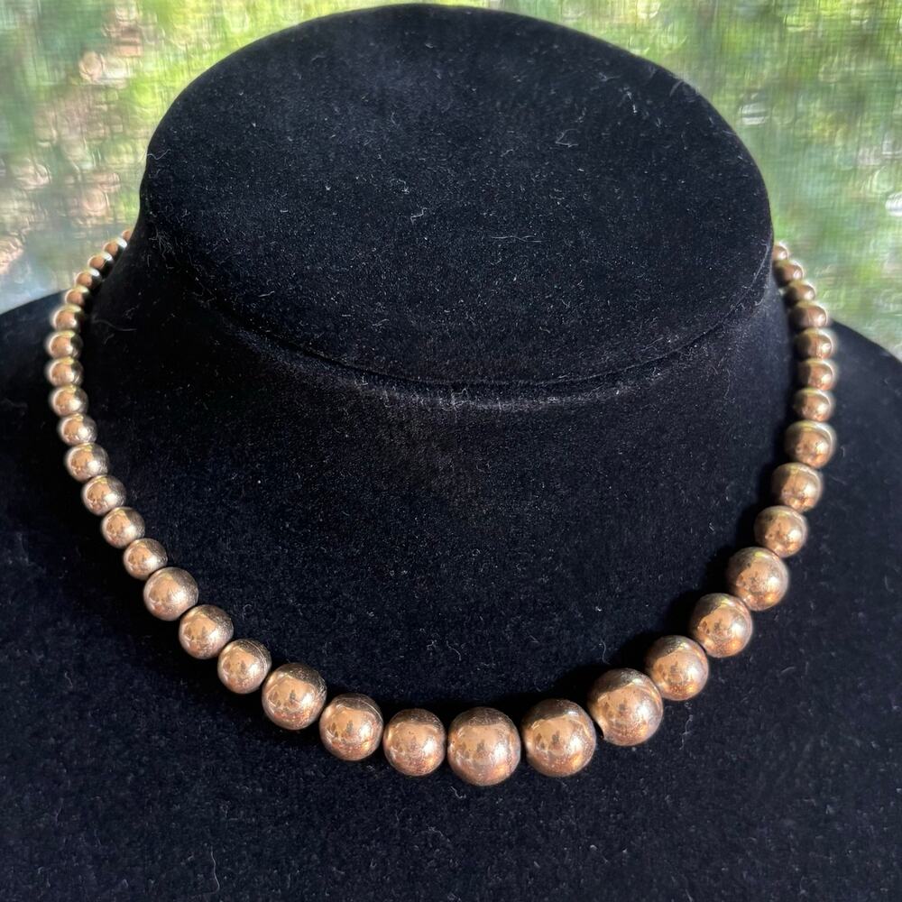 Vintage Napier Gold Tone Graduated Bead Necklace 16 Inch